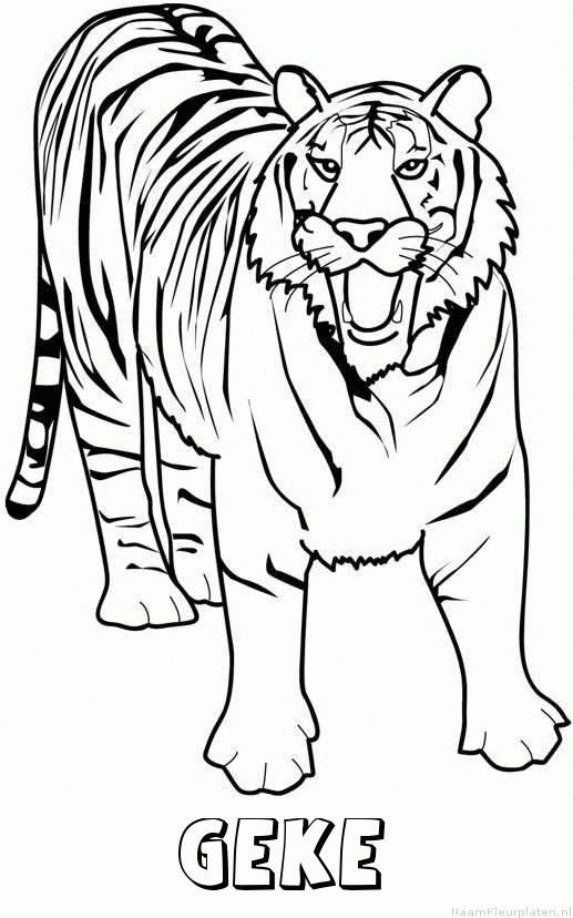 Geke tijger 2 kleurplaat