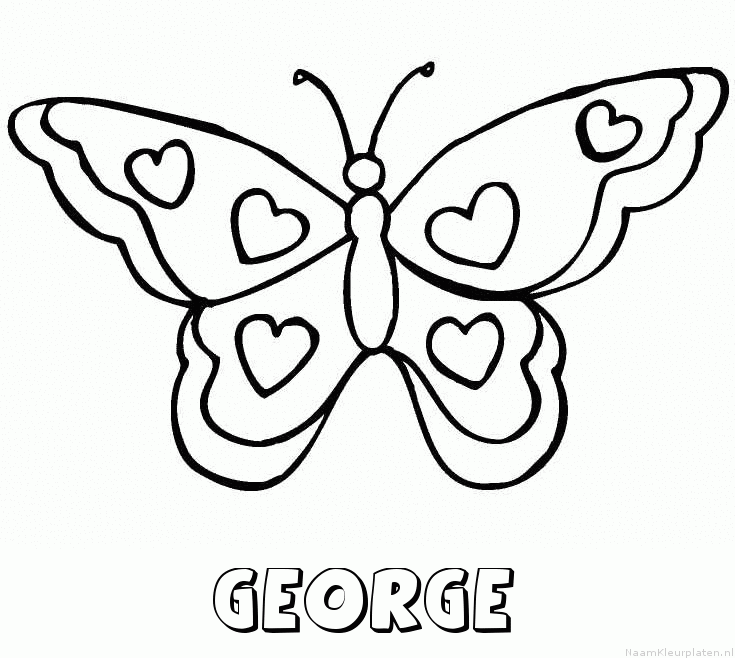 George vlinder hartjes kleurplaat