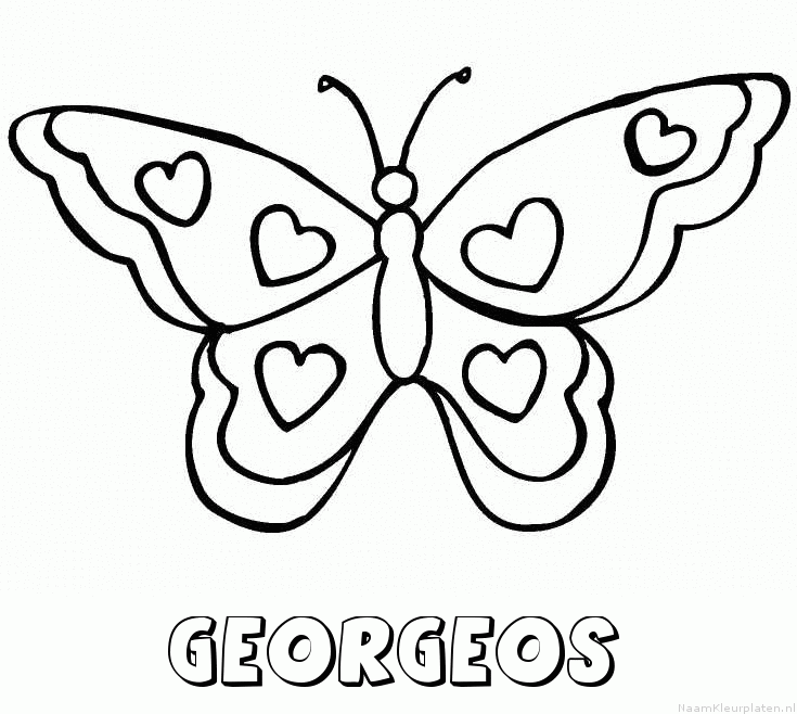 Georgeos vlinder hartjes kleurplaat