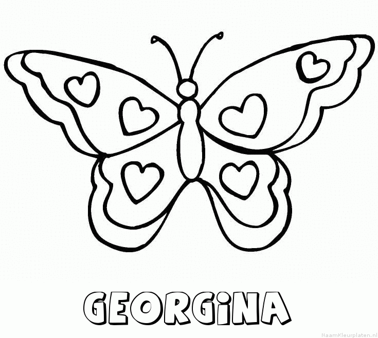 Georgina vlinder hartjes kleurplaat