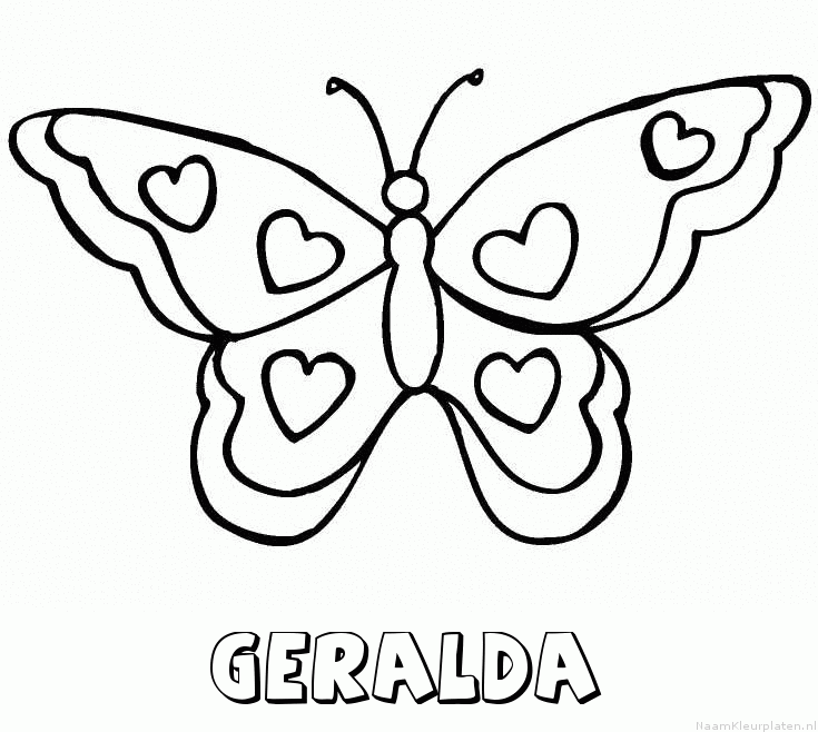 Geralda vlinder hartjes kleurplaat