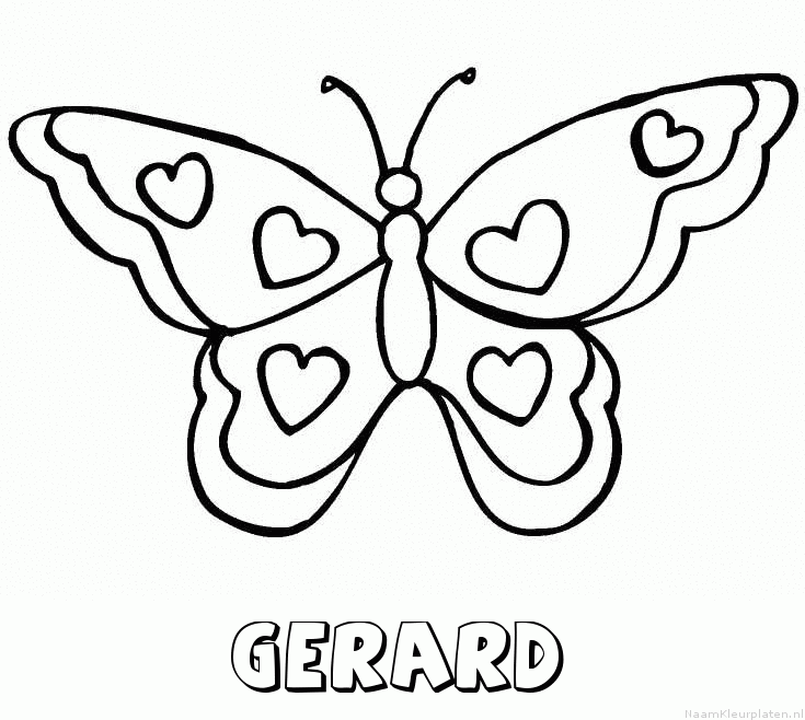 Gerard vlinder hartjes kleurplaat