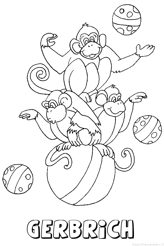 Gerbrich apen circus kleurplaat