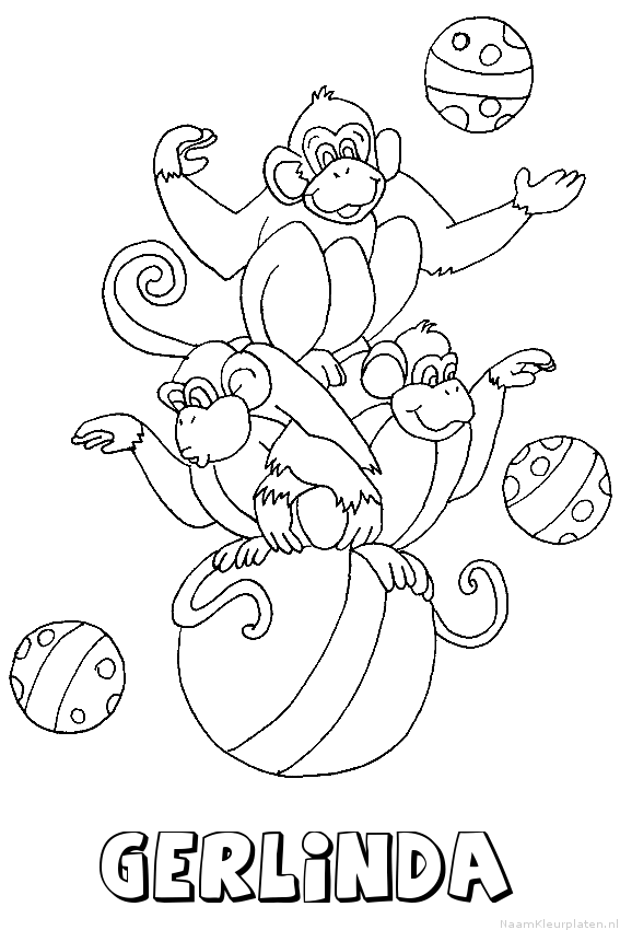 Gerlinda apen circus kleurplaat