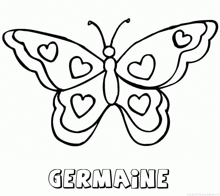 Germaine vlinder hartjes kleurplaat