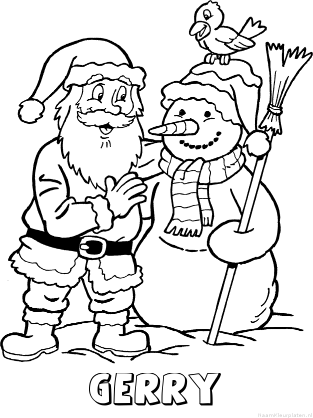 Gerry kerstman sneeuwpop kleurplaat