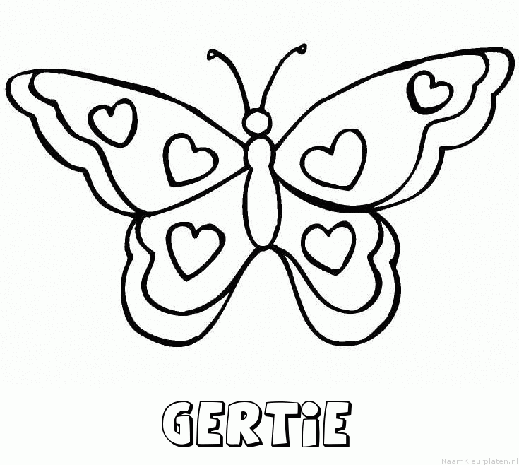 Gertie vlinder hartjes kleurplaat