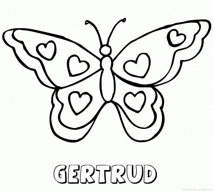 Gertrud vlinder hartjes kleurplaat