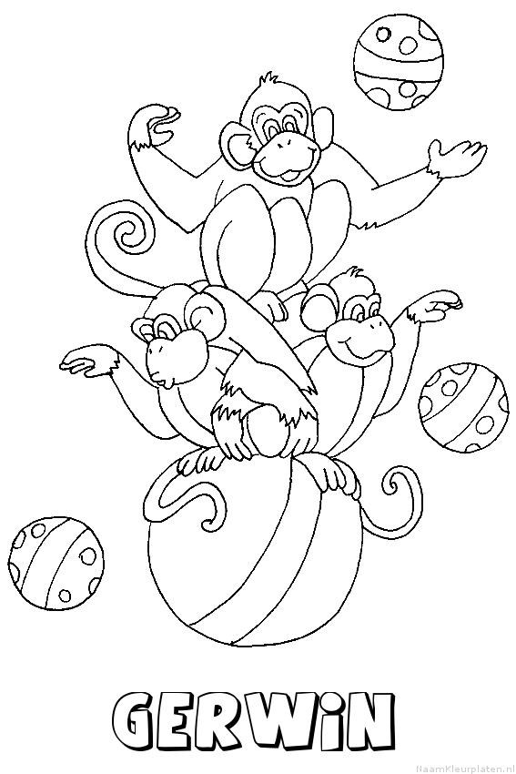 Gerwin apen circus kleurplaat