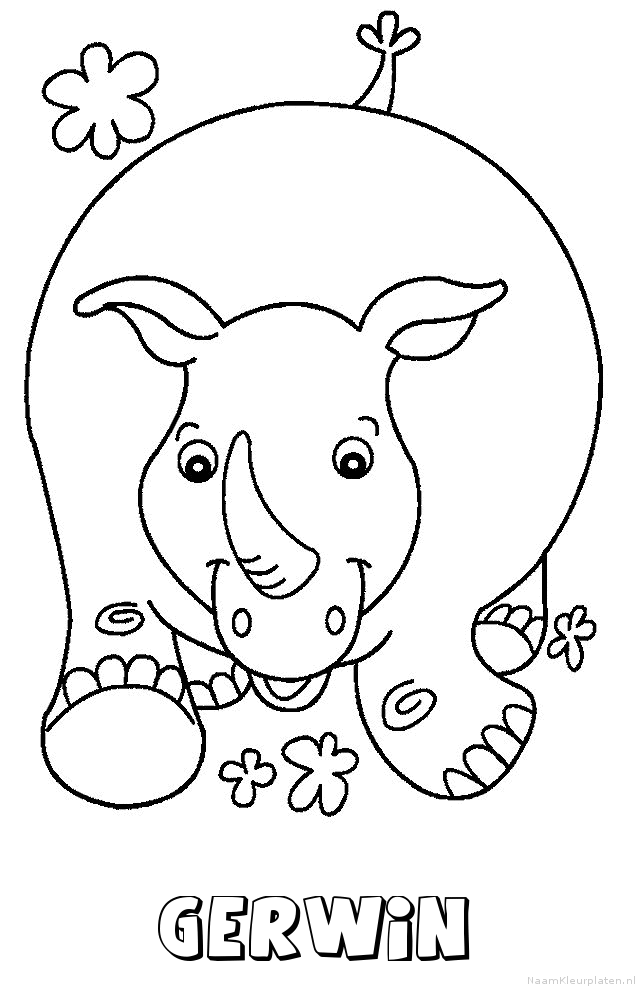 Gerwin neushoorn kleurplaat