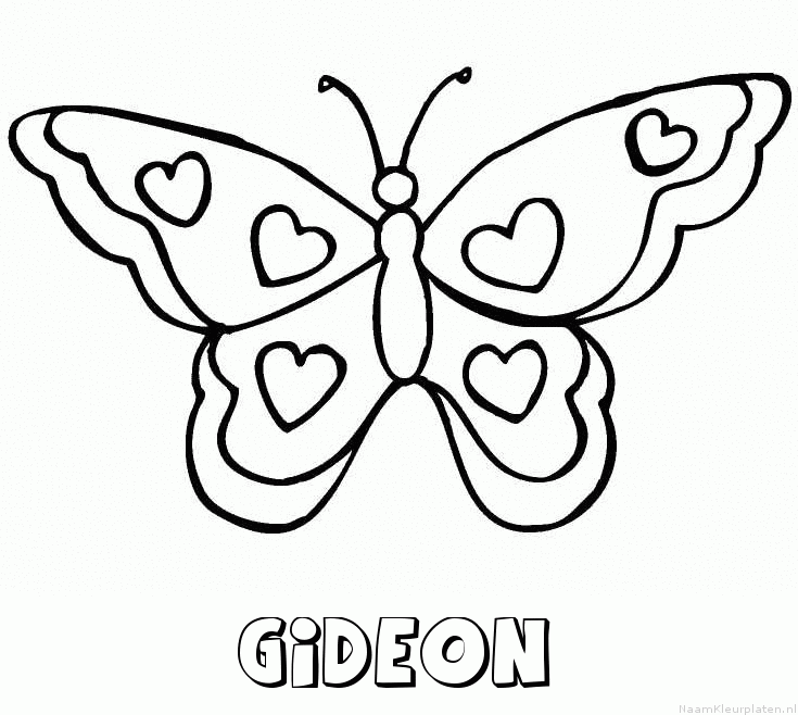 Gideon vlinder hartjes kleurplaat