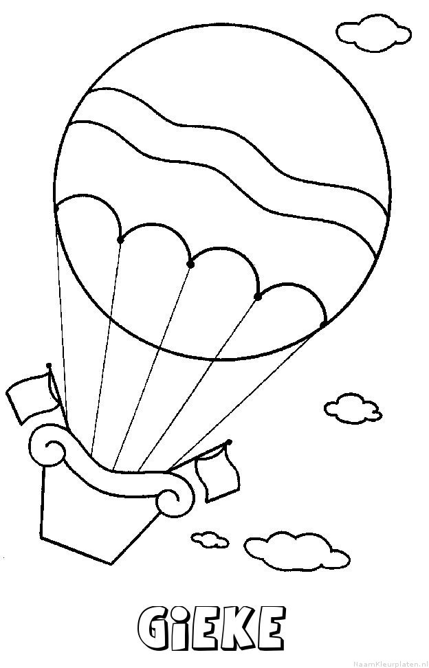 Gieke luchtballon kleurplaat
