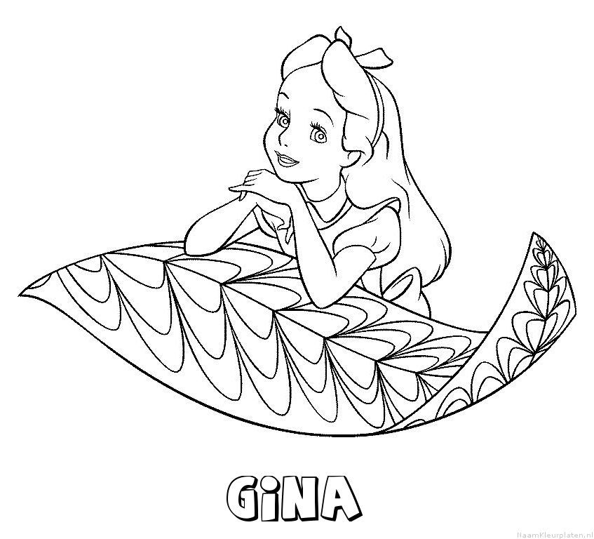 Gina alice in wonderland kleurplaat