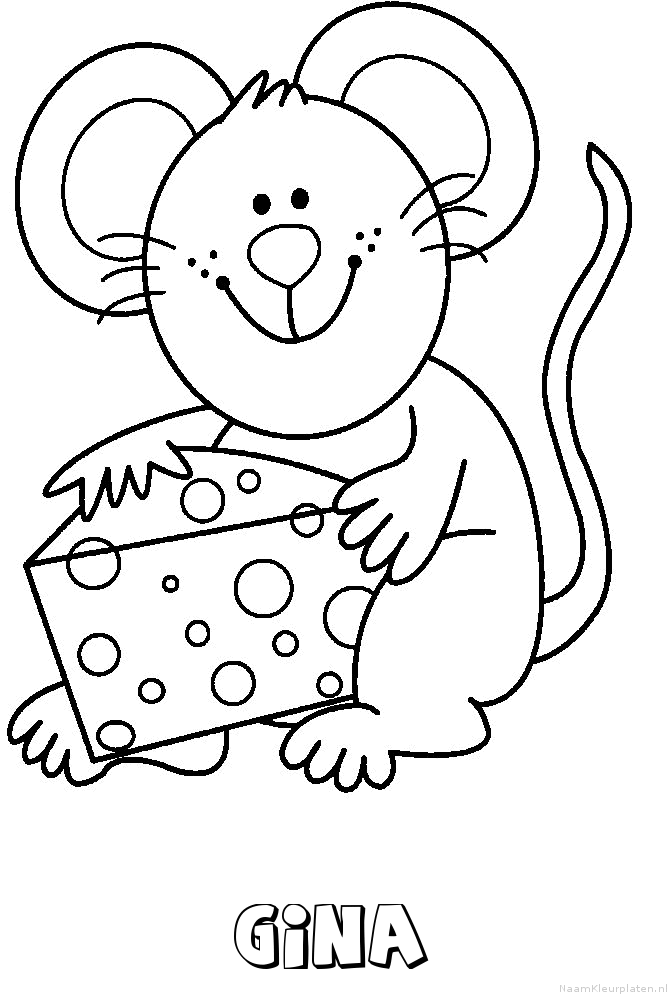 Gina muis kaas kleurplaat