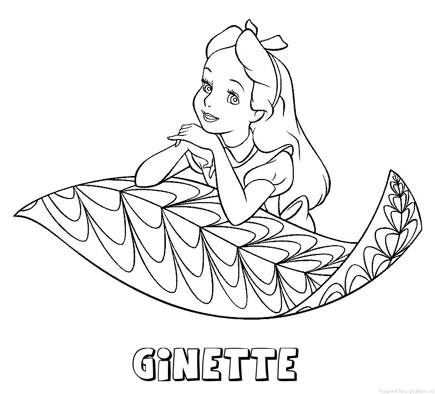 Ginette alice in wonderland kleurplaat