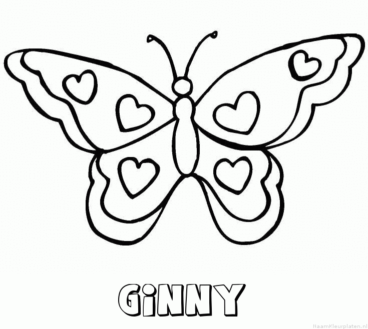 Ginny vlinder hartjes kleurplaat