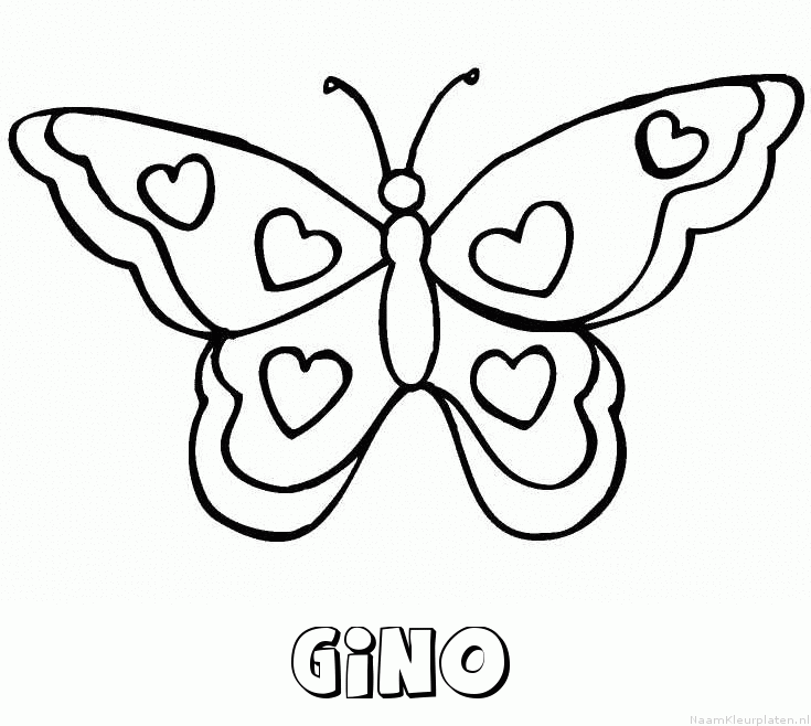 Gino vlinder hartjes kleurplaat