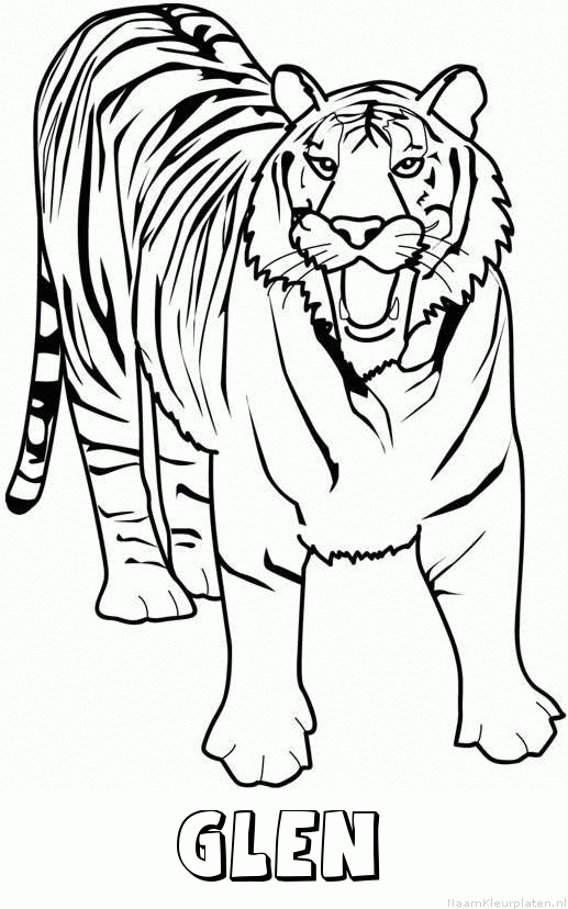 Glen tijger 2 kleurplaat