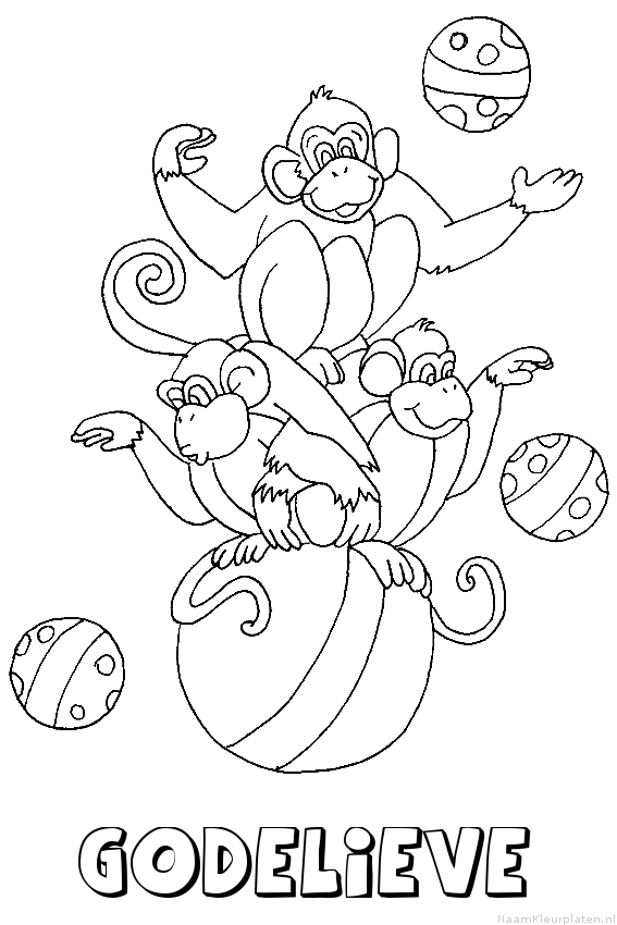Godelieve apen circus kleurplaat