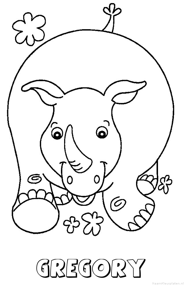 Gregory neushoorn kleurplaat