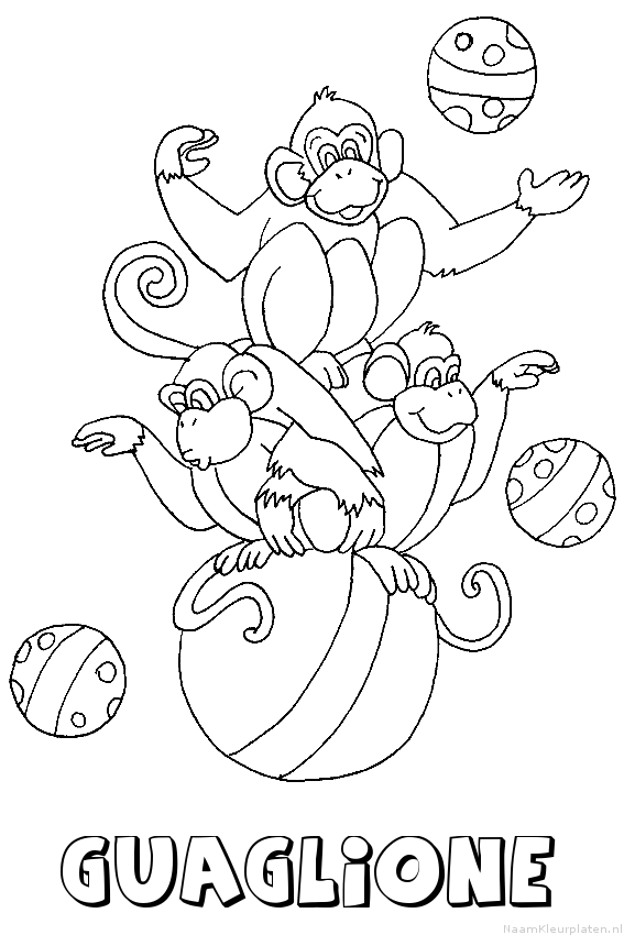 Guaglione apen circus kleurplaat