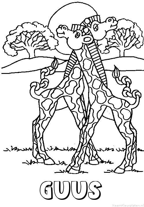 Guus giraffe koppel kleurplaat