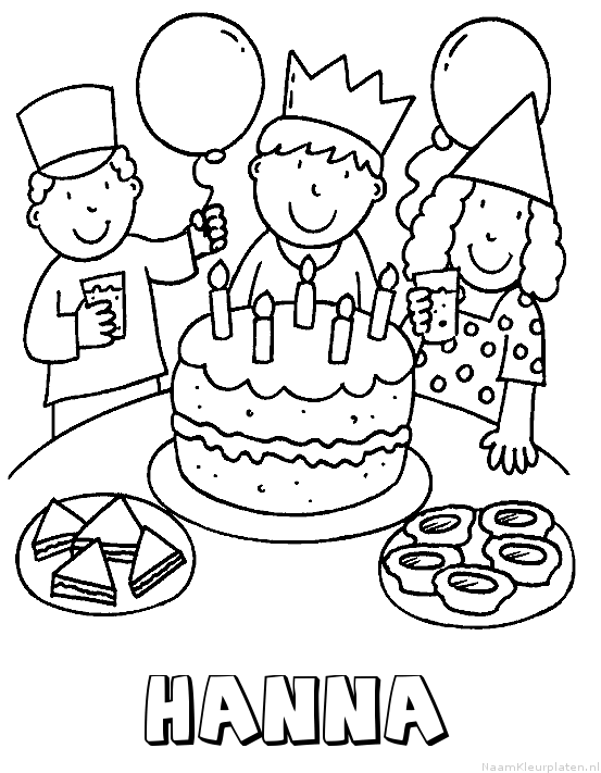 Hanna verjaardagstaart kleurplaat
