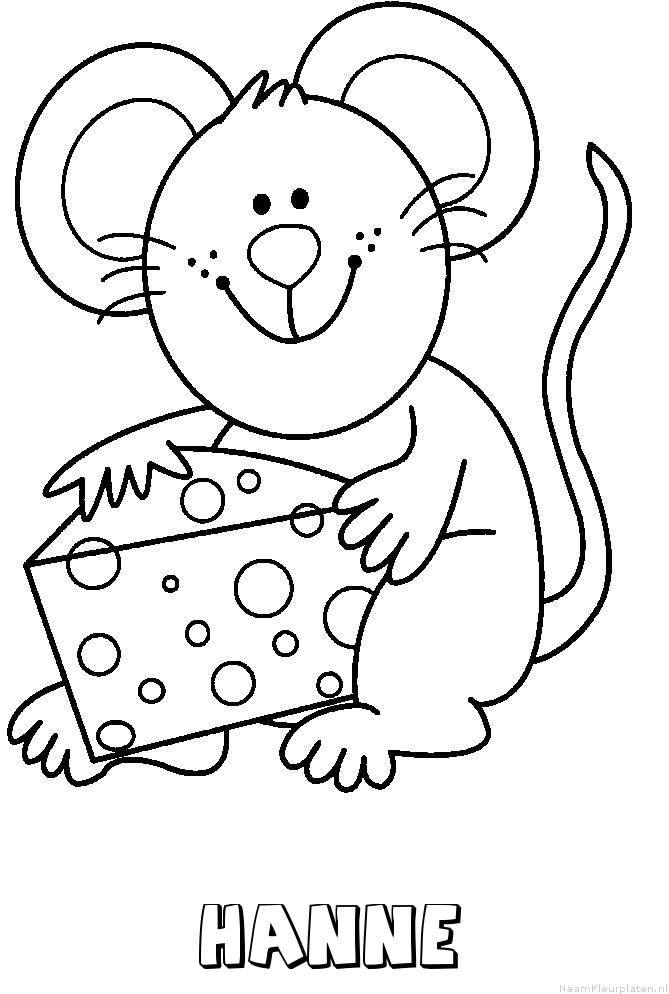 Hanne muis kaas kleurplaat