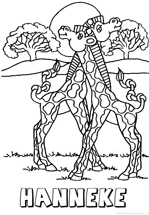 Hanneke giraffe koppel kleurplaat