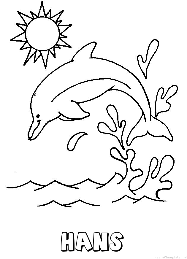 Hans dolfijn kleurplaat