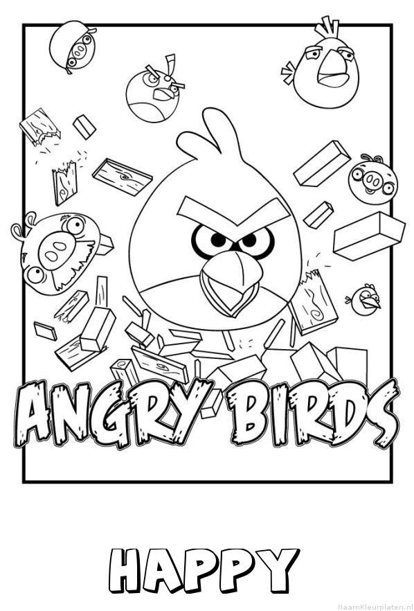 Happy angry birds kleurplaat