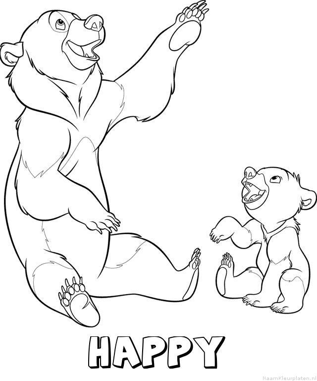 Happy brother bear kleurplaat