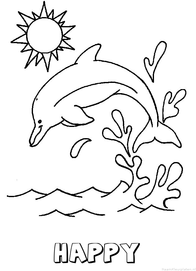 Happy dolfijn kleurplaat
