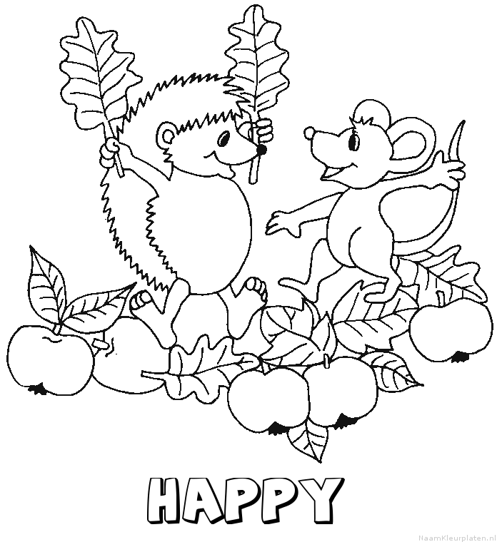 Happy egel kleurplaat