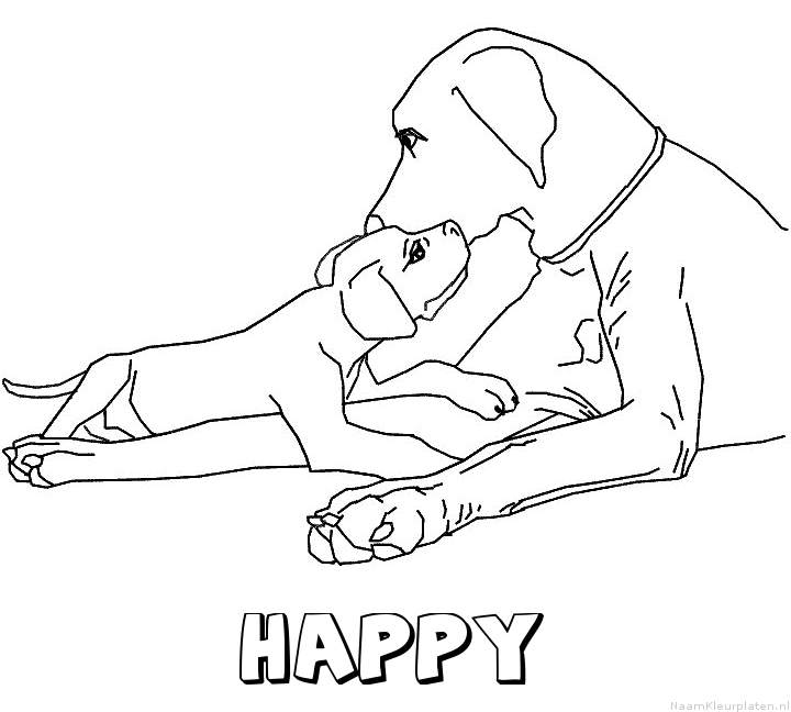 Happy hond puppy kleurplaat