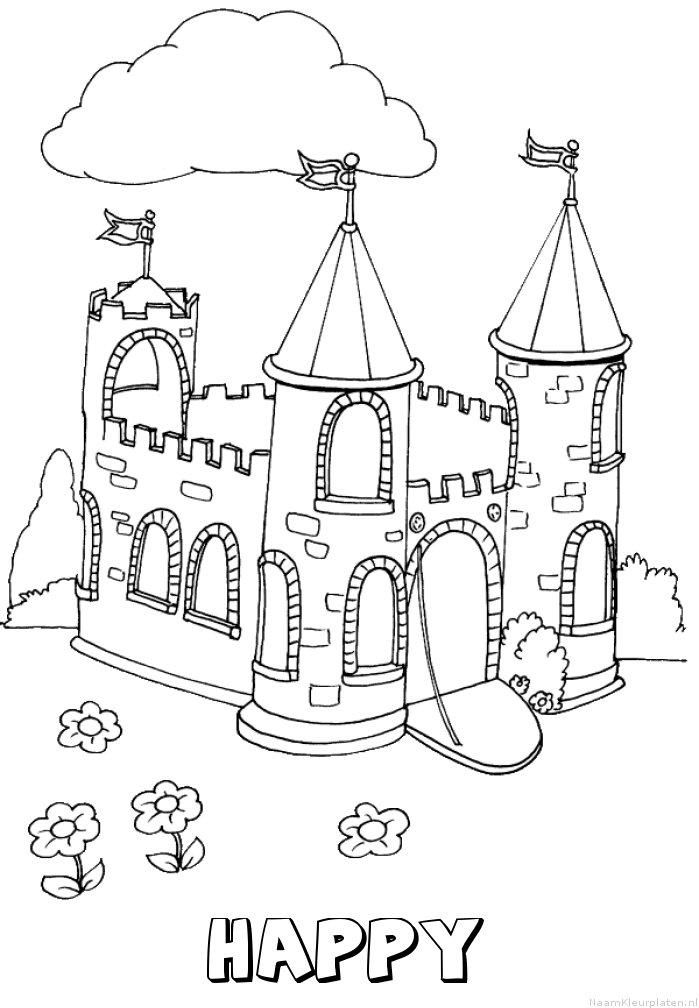 Happy kasteel kleurplaat