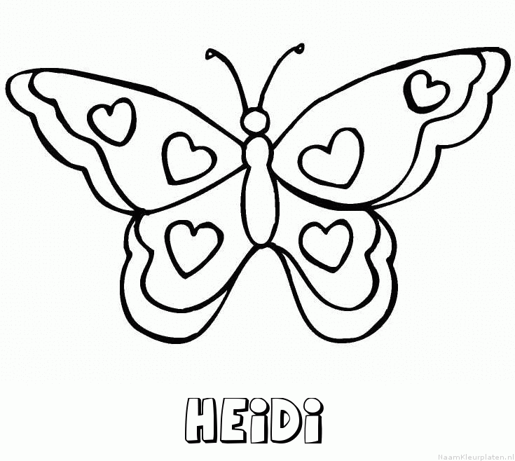 Heidi vlinder hartjes kleurplaat
