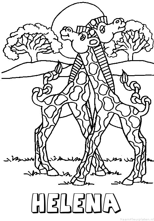Helena giraffe koppel kleurplaat