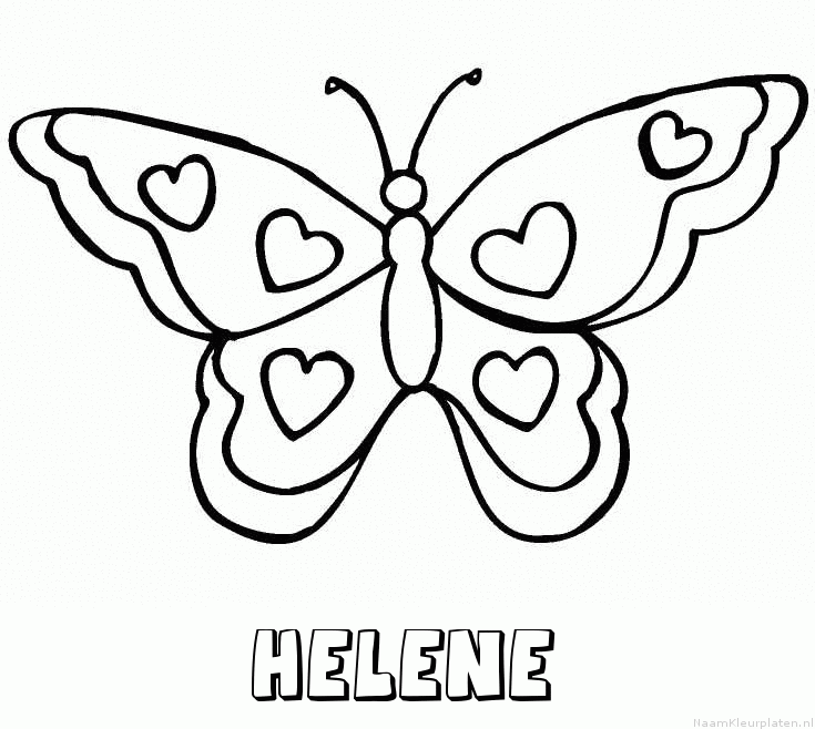 Helene vlinder hartjes kleurplaat