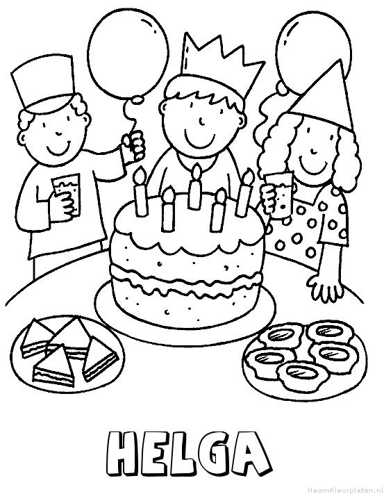 Helga verjaardagstaart kleurplaat