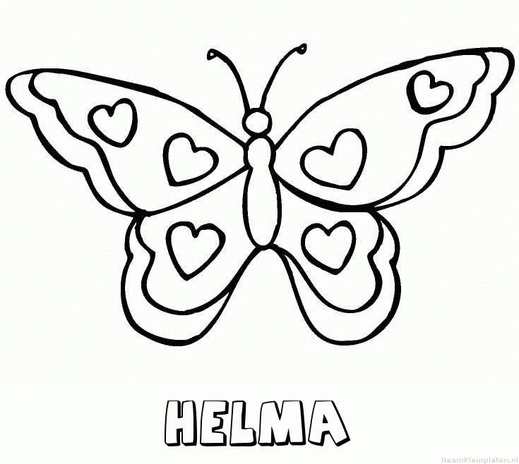 Helma vlinder hartjes kleurplaat