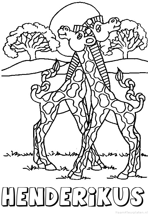 Henderikus giraffe koppel kleurplaat