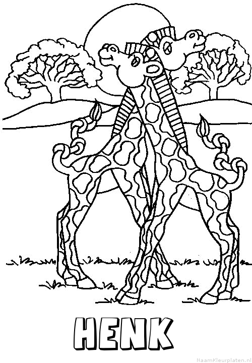 Henk giraffe koppel kleurplaat