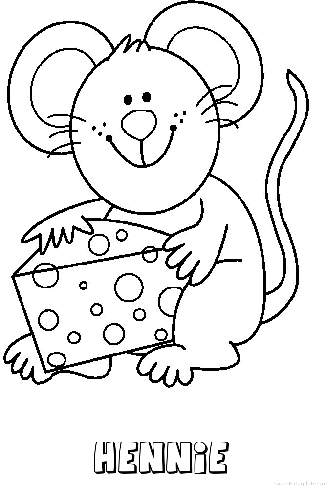 Hennie muis kaas kleurplaat