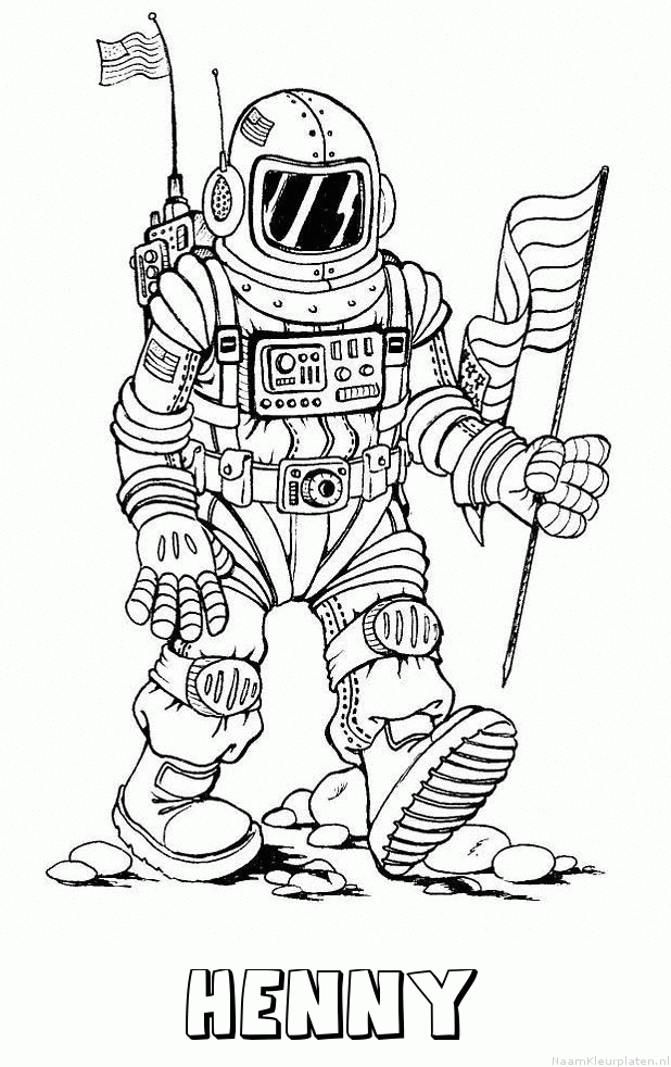 Henny astronaut kleurplaat