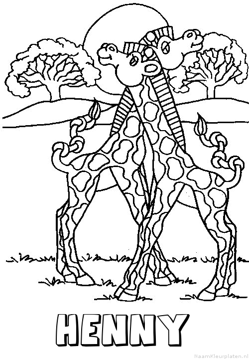 Henny giraffe koppel kleurplaat