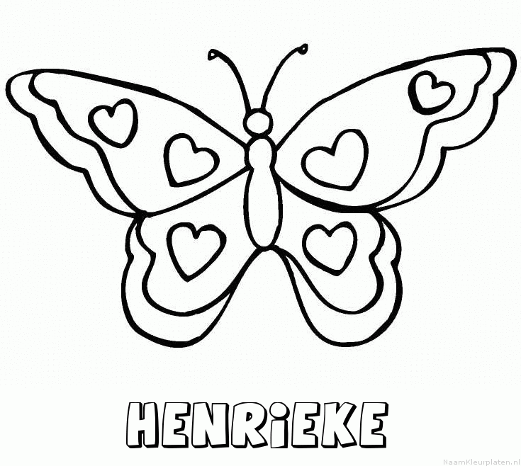 Henrieke vlinder hartjes kleurplaat