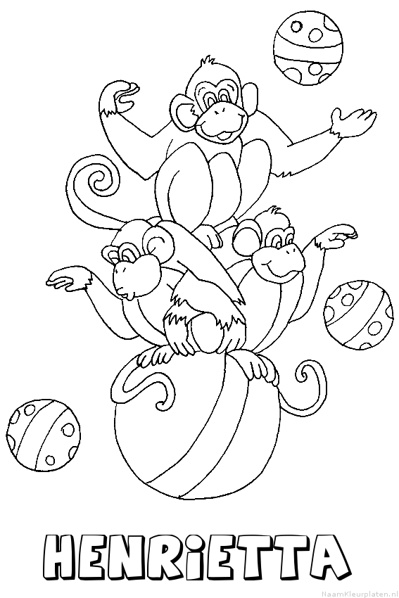 Henrietta apen circus kleurplaat