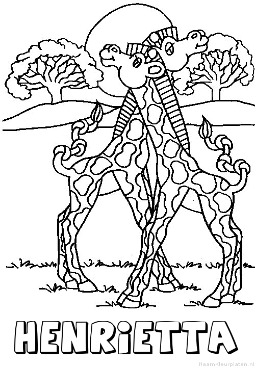 Henrietta giraffe koppel kleurplaat