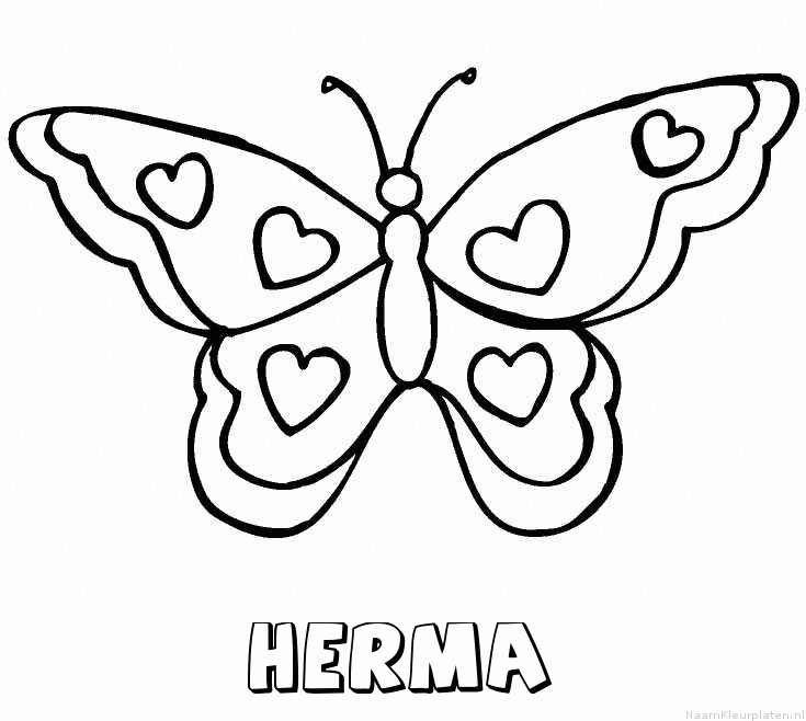 Herma vlinder hartjes kleurplaat